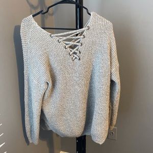 Oversized gray cross chest sweater size small